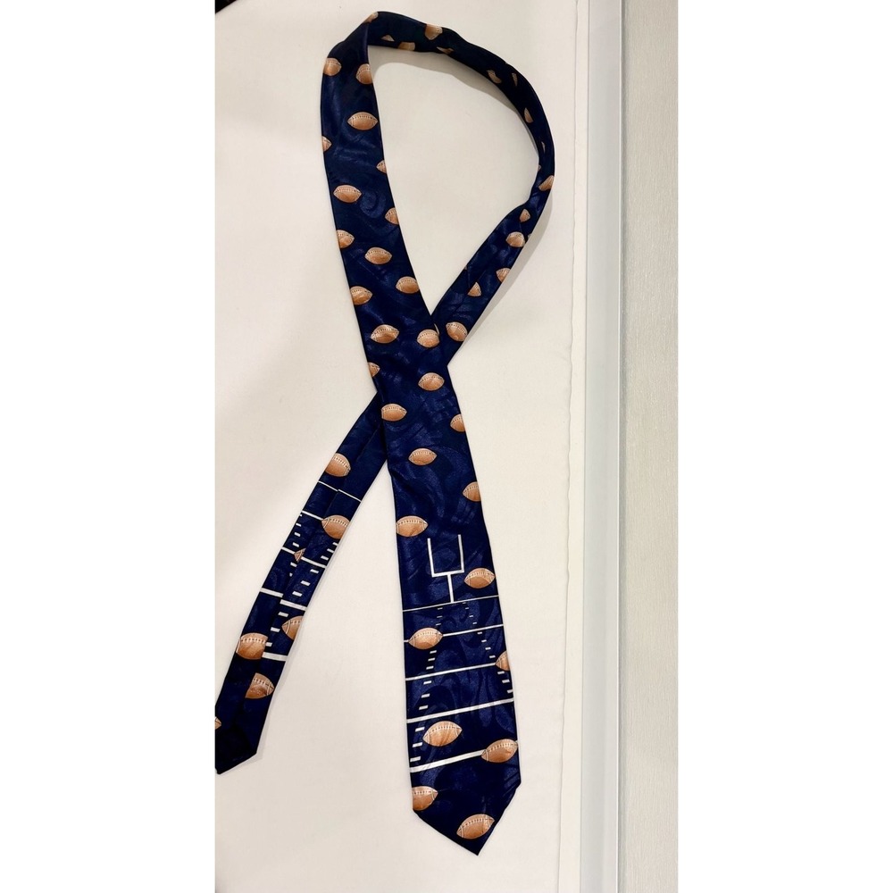 Steven Harris Navy Blue Football & Goal Post Novelty Necktie